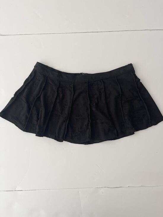 Shrine Dresses & Skirts - Shrine Skirt Women M Black Stretch Micro Mini Low Rise Burnout Goth Zip Back USA